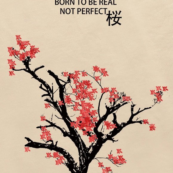 Casual Apricot Men Japanese Letter & Tree Print Hoodie - Picture 6 of 7